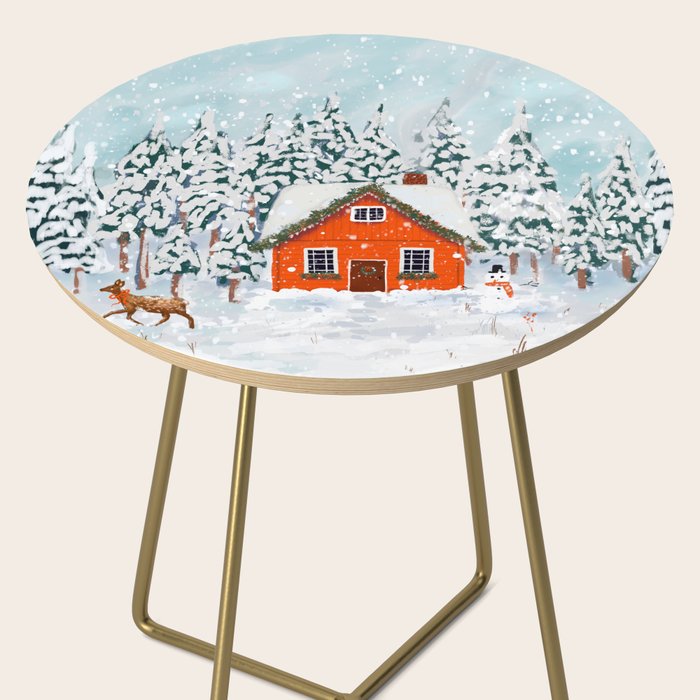 Cozy Winter Cabin in the Snowy Woods  Side Table Gallery Image 2