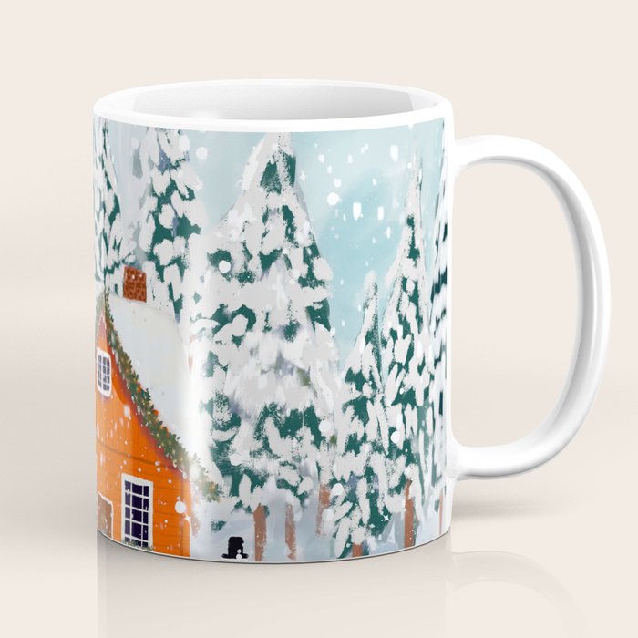 Cozy Winter Cabin in the Snowy Woods  Coffee Mug Gallery Image 1