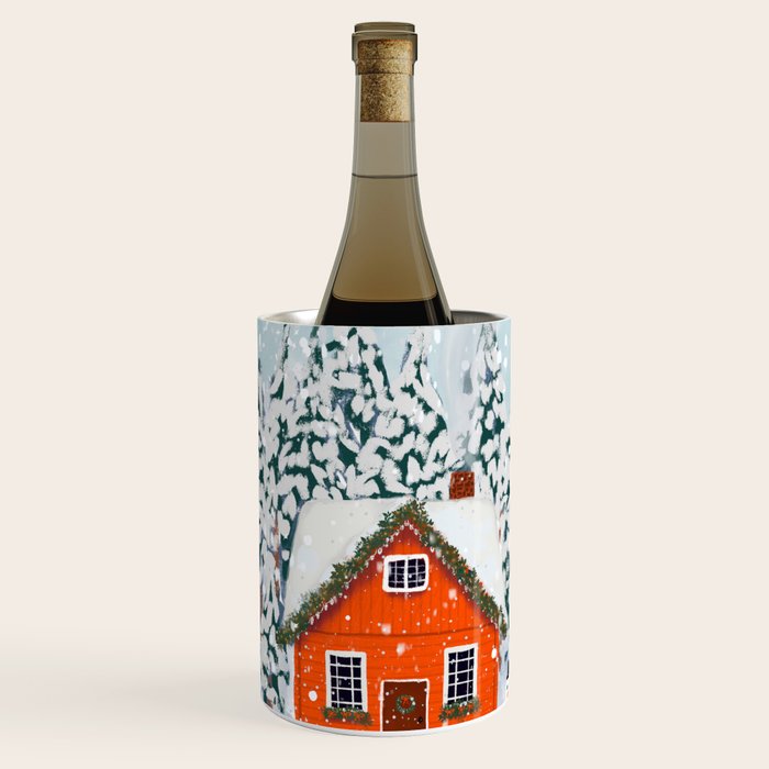 Cozy Winter Cabin in the Snowy Woods  Wine Chiller Gallery Image 1