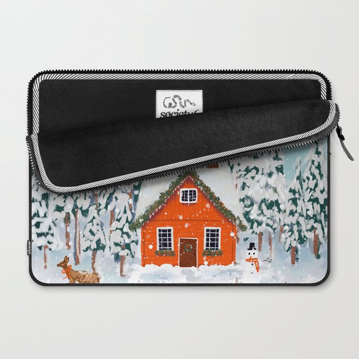 Cozy Winter Cabin in the Snowy Woods  Laptop Sleeve Gallery Image 2