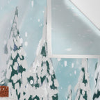 Cozy Winter Cabin in the Snowy Woods  Wall Tapestry Gallery Image 3