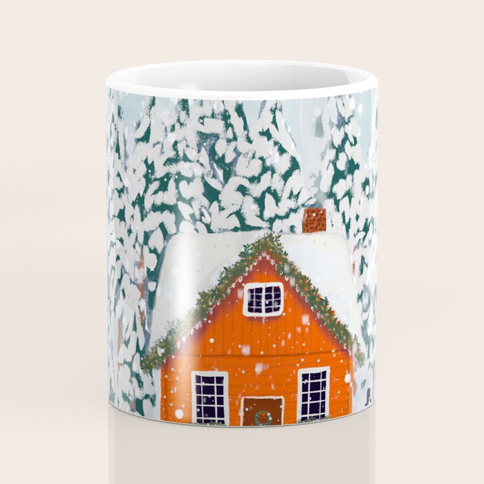 Cozy Winter Cabin in the Snowy Woods  Coffee Mug Gallery Image 4