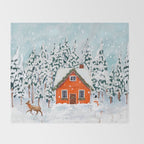 Cozy Winter Cabin in the Snowy Woods  Throw Blanket Gallery Image 2