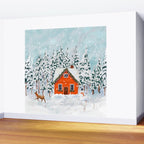 Cozy Winter Cabin in the Snowy Woods  Wall Mural Gallery Image 2