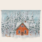 Cozy Winter Cabin in the Snowy Woods  Wall Hanging Gallery Image 1