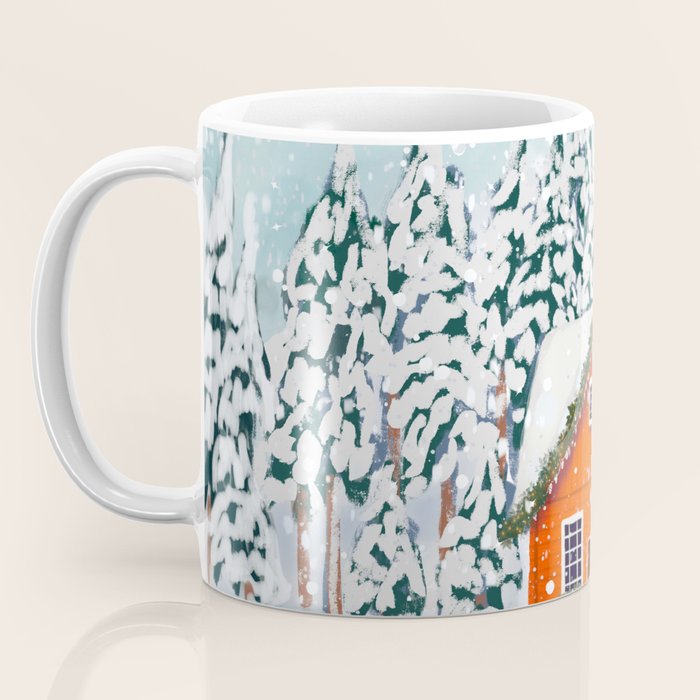 Cozy Winter Cabin in the Snowy Woods  Coffee Mug Gallery Image 3