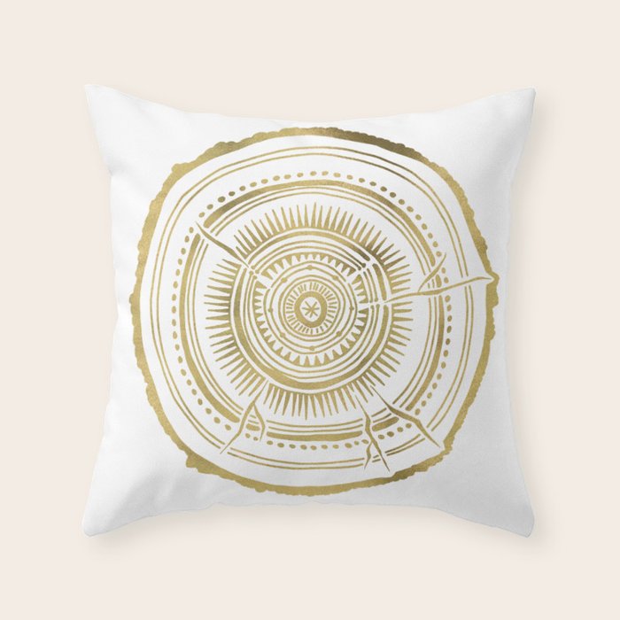 Quaking Aspen - Gold Tree Rings Throw Pillow Gallery Image 6