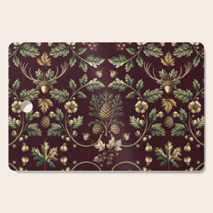 William Morris Woodland Nostalgia Burgundy Red Cutting Board Gallery Image 1