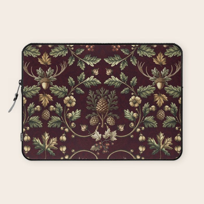 William Morris Woodland Nostalgia Burgundy Red Laptop Sleeve Gallery Image 1