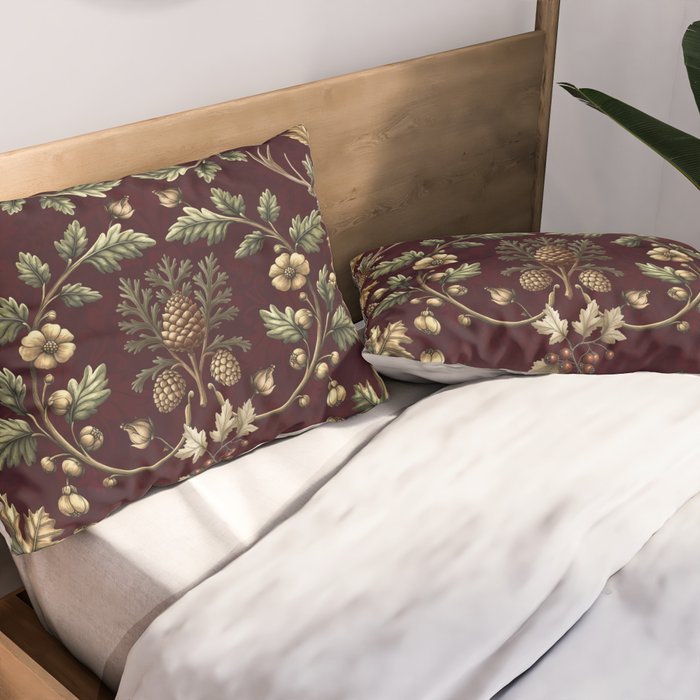 William Morris Woodland Nostalgia Burgundy Red Pillow Sham Gallery Image 2