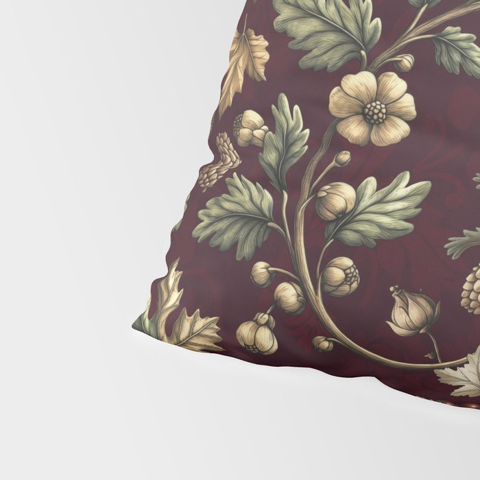 William Morris Woodland Nostalgia Burgundy Red Pillow Sham Gallery Image 4