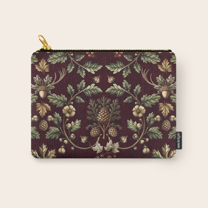 William Morris Woodland Nostalgia Burgundy Red Carry All Pouch Gallery Image 1