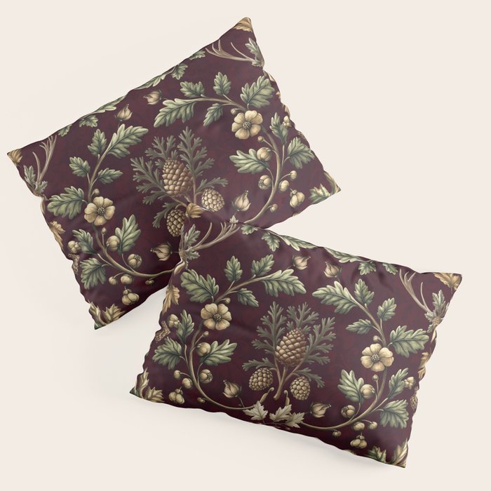 William Morris Woodland Nostalgia Burgundy Red Pillow Sham Gallery Image 1