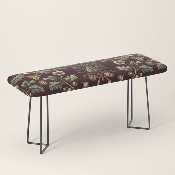 William Morris Woodland Nostalgia Burgundy Red Bench Gallery Image 1