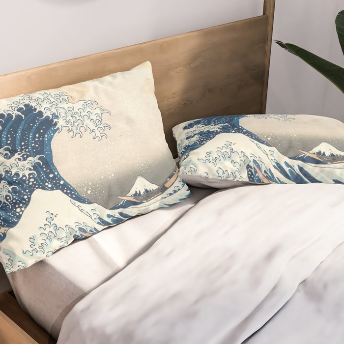 The Great Wave Off Kanagawa by Katsushika Hokusai Thirty Six Views of Mount Fuji - The Great Wave Pillow Sham Gallery Image 2