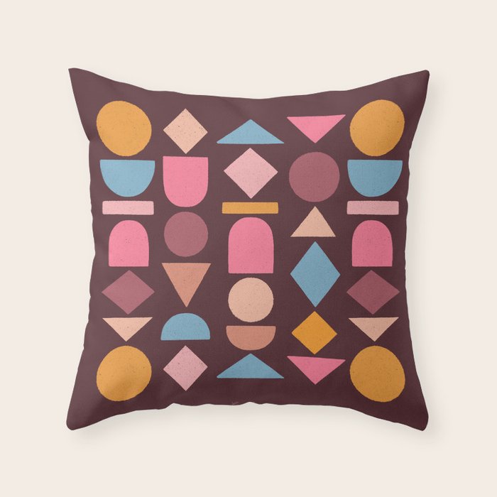 Geo Mod Shapes - Dark Throw Pillow Gallery Image 6