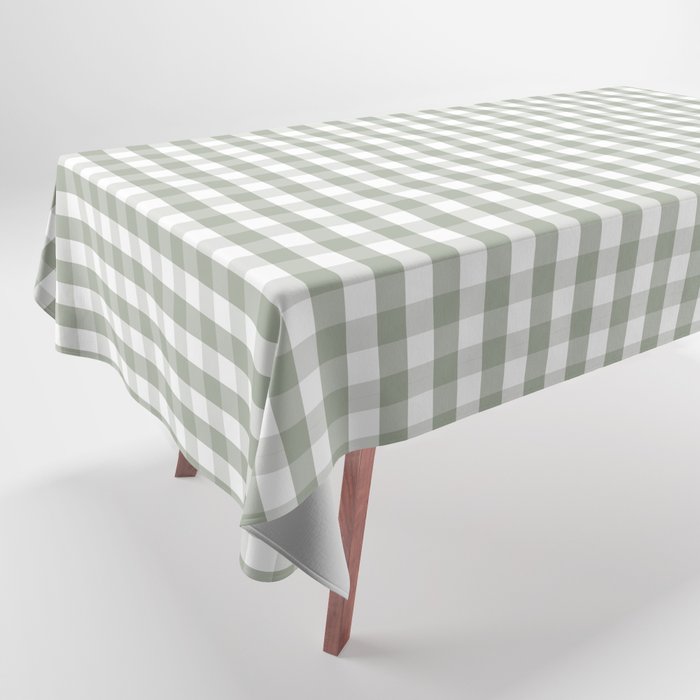 Desert Sage Grey Green and White Gingham Check Tablecloth Gallery Image 1