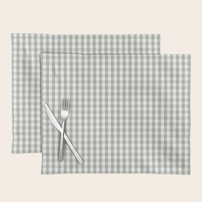 Desert Sage Grey Green and White Gingham Check Placemat Gallery Image 1