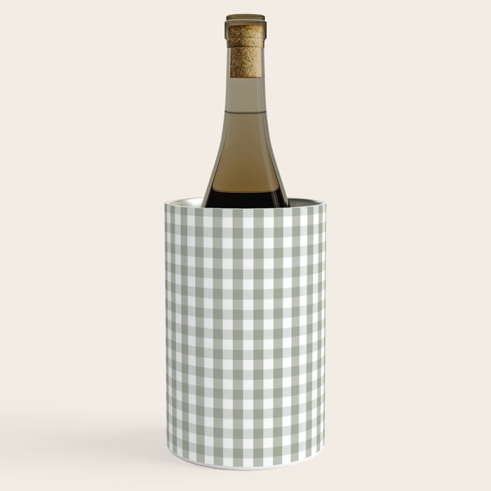 Desert Sage Grey Green and White Gingham Check Wine Chiller Gallery Image 2