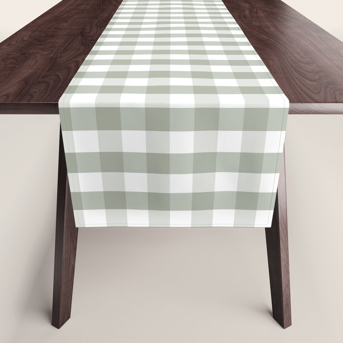 Desert Sage Grey Green and White Gingham Check Table Runner Gallery Image 1