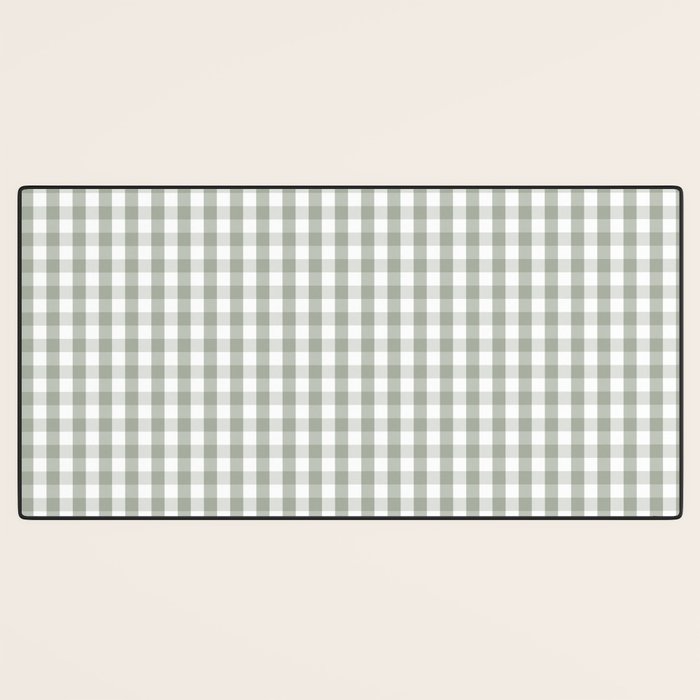 Desert Sage Grey Green and White Gingham Check Desk Mat Gallery Image 3