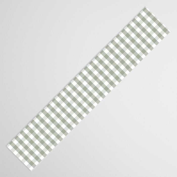 Desert Sage Grey Green and White Gingham Check Table Runner Gallery Image 3