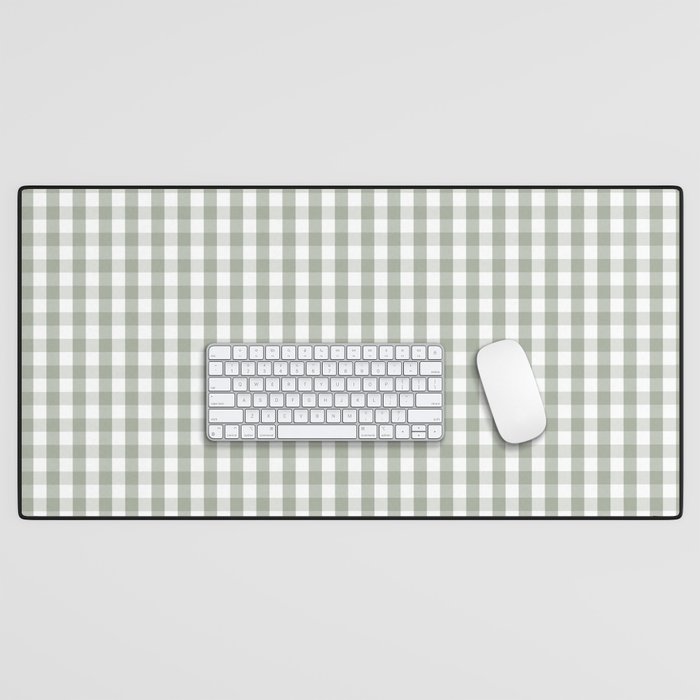 Desert Sage Grey Green and White Gingham Check Desk Mat Gallery Image 1