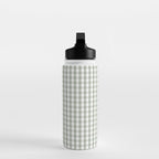 Desert Sage Grey Green and White Gingham Check Water Bottle Gallery Image 3