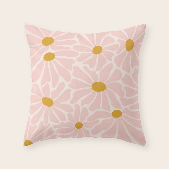 Big Groovy Flower - Light Pink Pastel Throw Pillow Gallery Image 6