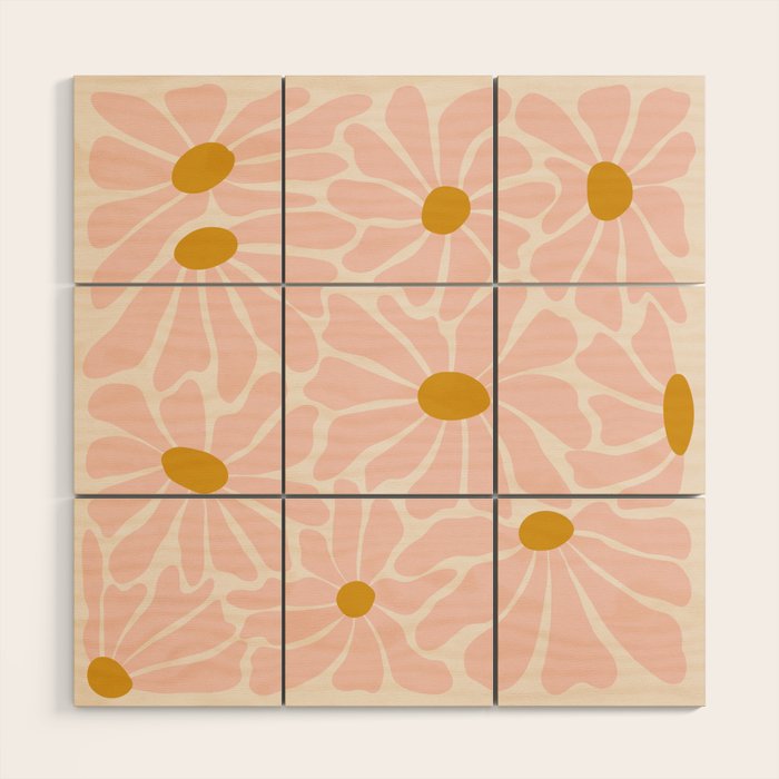 Big Groovy Flower - Light Pink Pastel Wood Wall Art Gallery Image 1