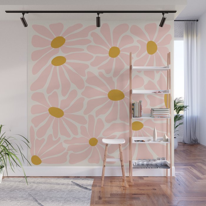 Big Groovy Flower - Light Pink Pastel Wall Mural Gallery Image 1