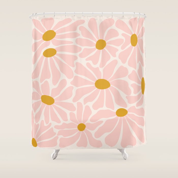 Big Groovy Flower - Light Pink Pastel Shower Curtain Gallery Image 1