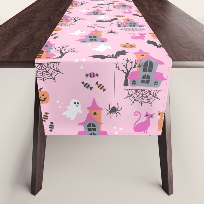 Pink Halloween pastel spooky party Table Runner Gallery Image 1