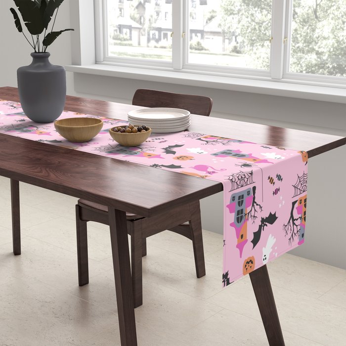 Pink Halloween pastel spooky party Table Runner Gallery Image 2