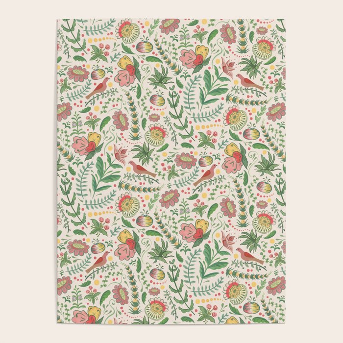 Swedish Floral - Cream Poster Gallery Image 1