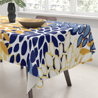 Floral Blooms, Yellow and Blue Flowers Tablecloth Gallery Image 3