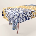 Floral Blooms, Yellow and Blue Flowers Tablecloth Gallery Image 1