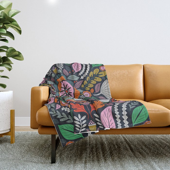 In Bloom | Navy Throw Blanket Gallery Image 1