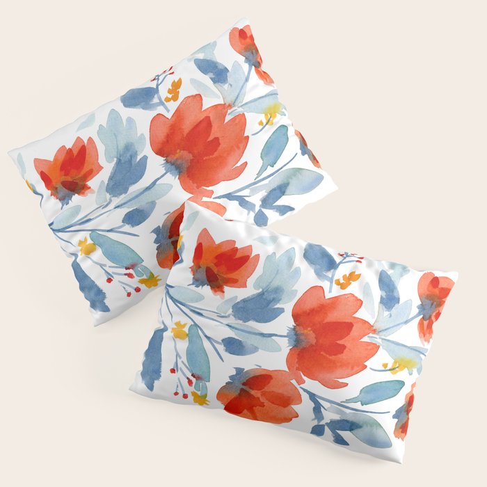 Watercolor Flowers Pillow Sham Gallery Image 1