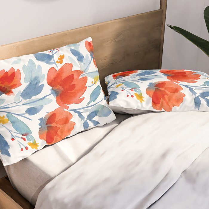 Watercolor Flowers Pillow Sham Gallery Image 2