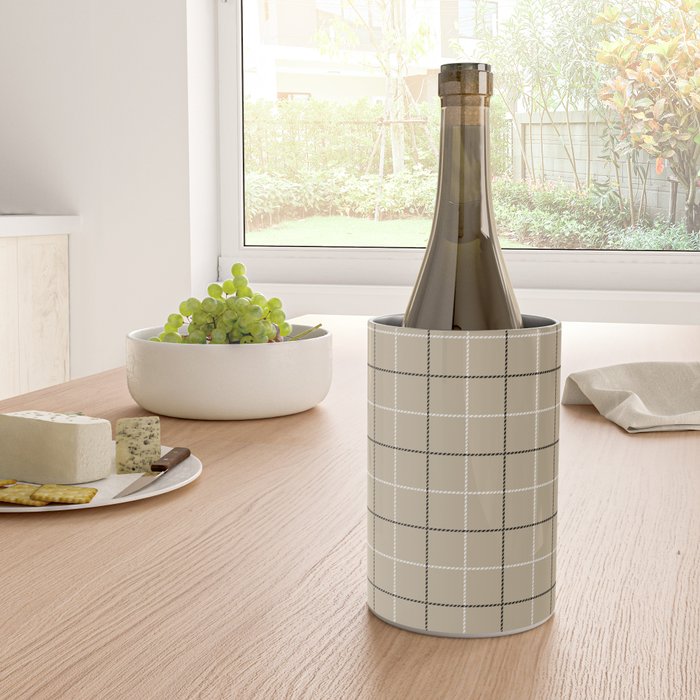 Tattersall Windowpane Check Plaid (tan/black/white) Wine Chiller Gallery Image 4