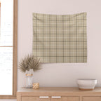 Tattersall Windowpane Check Plaid (tan/black/white) Wall Tapestry Gallery Image 2