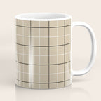 Tattersall Windowpane Check Plaid (tan/black/white) Coffee Mug Gallery Image 1