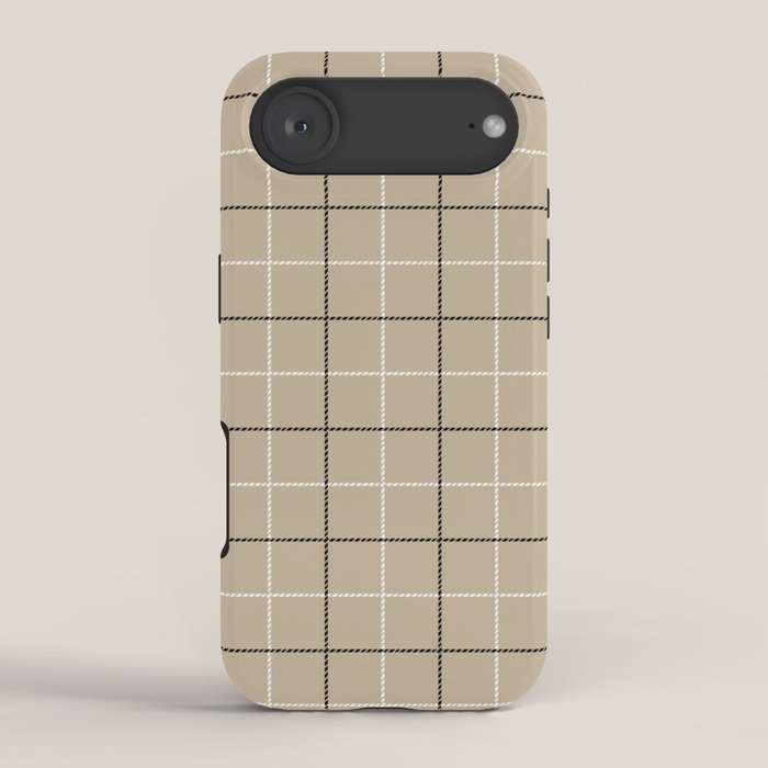 Tattersall Windowpane Check Plaid (tan/black/white) iPhone Case Gallery Image 2