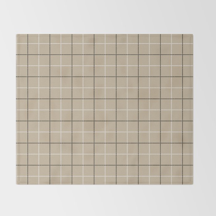 Tattersall Windowpane Check Plaid (tan/black/white) Throw Blanket Gallery Image 2