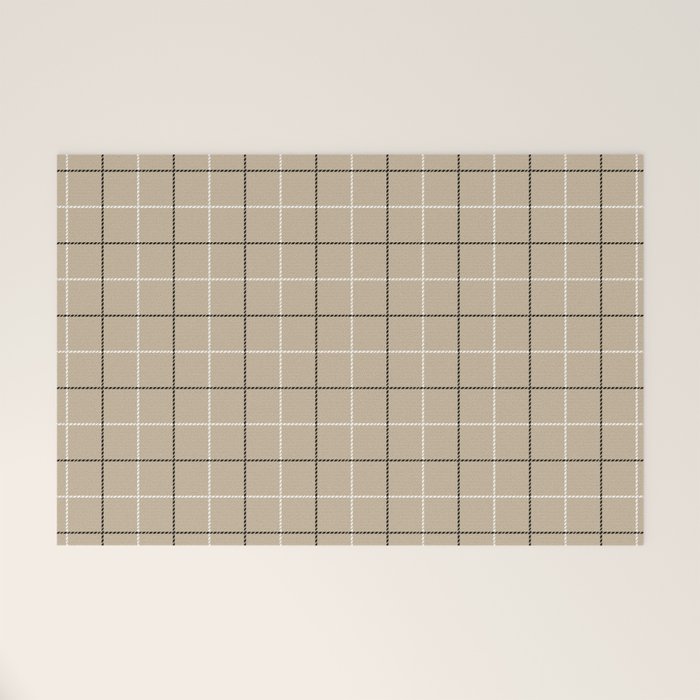 Tattersall Windowpane Check Plaid (tan/black/white) Welcome Mat Gallery Image 1