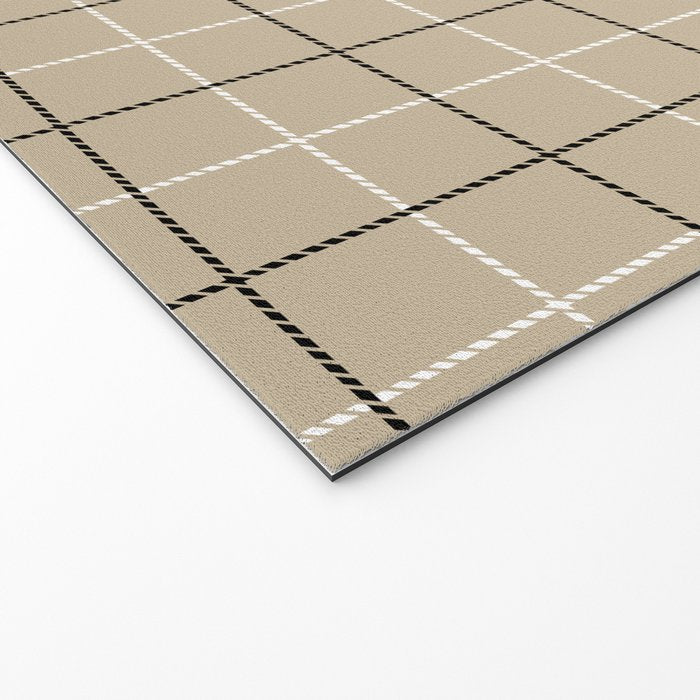 Tattersall Windowpane Check Plaid (tan/black/white) Welcome Mat Gallery Image 2