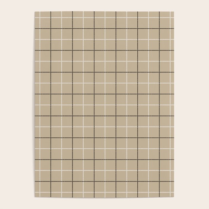 Tattersall Windowpane Check Plaid (tan/black/white) Poster Gallery Image 4