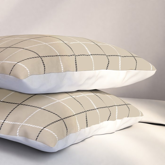 Tattersall Windowpane Check Plaid (tan/black/white) Pillow Sham Gallery Image 3