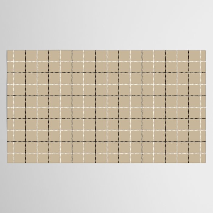 Tattersall Windowpane Check Plaid (tan/black/white) Tablecloth Gallery Image 2